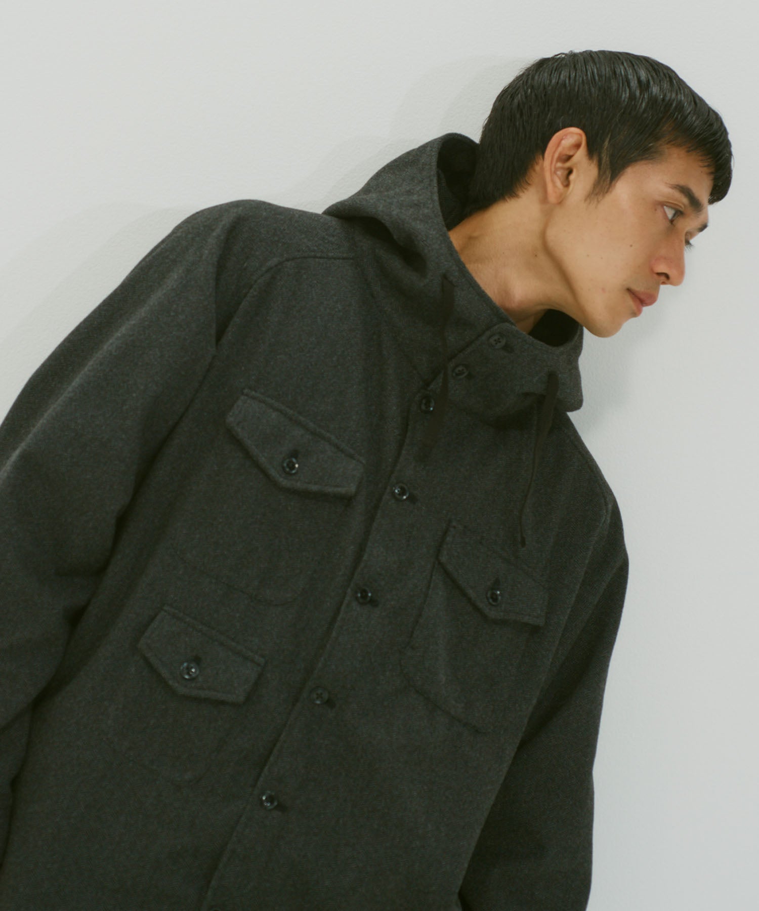 TWEED KNIT HOODED SHIRT