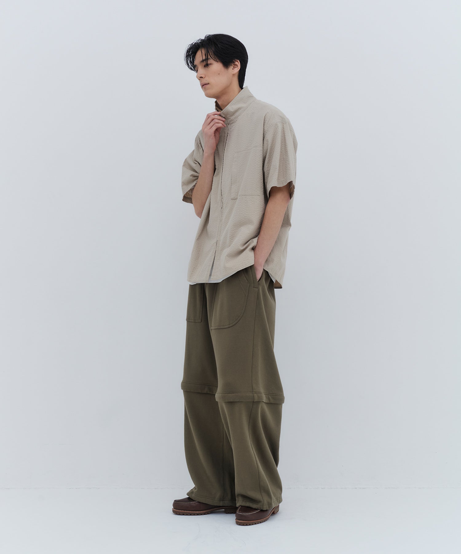 STAND COLLAR ZIP SHIRT
