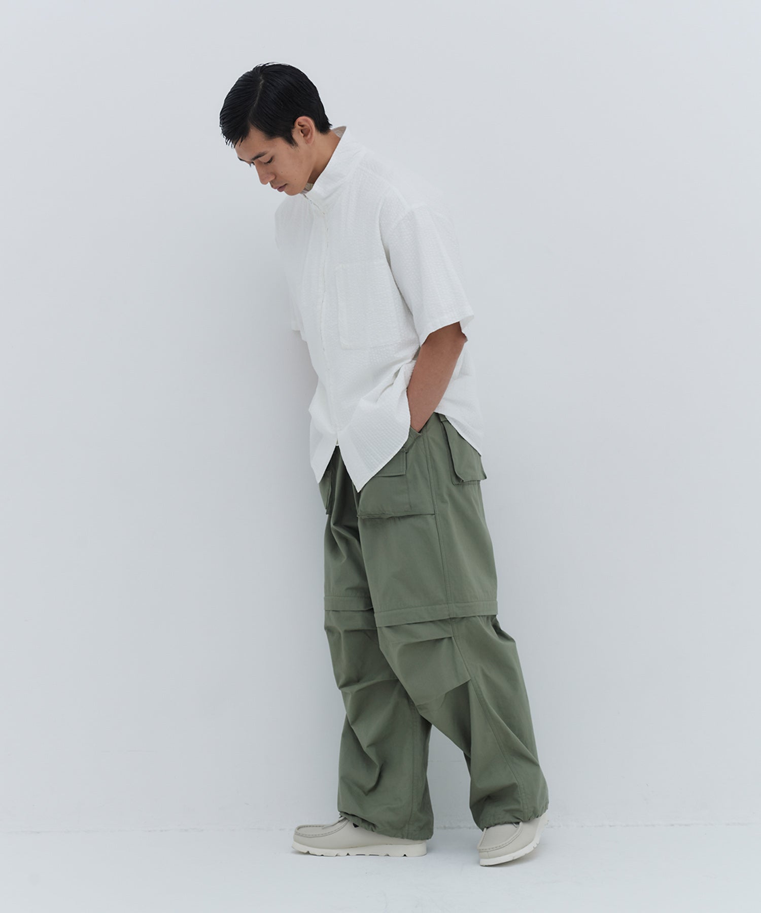 STAND COLLAR ZIP SHIRT