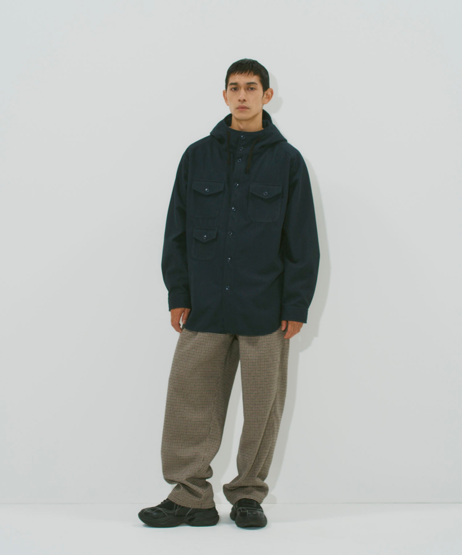 TWEED KNIT HOODED SHIRT