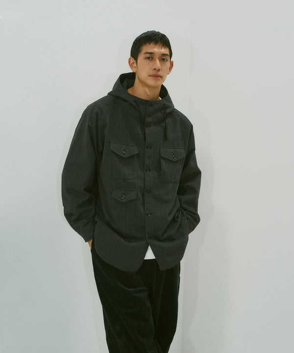 TWEED KNIT HOODED SHIRT