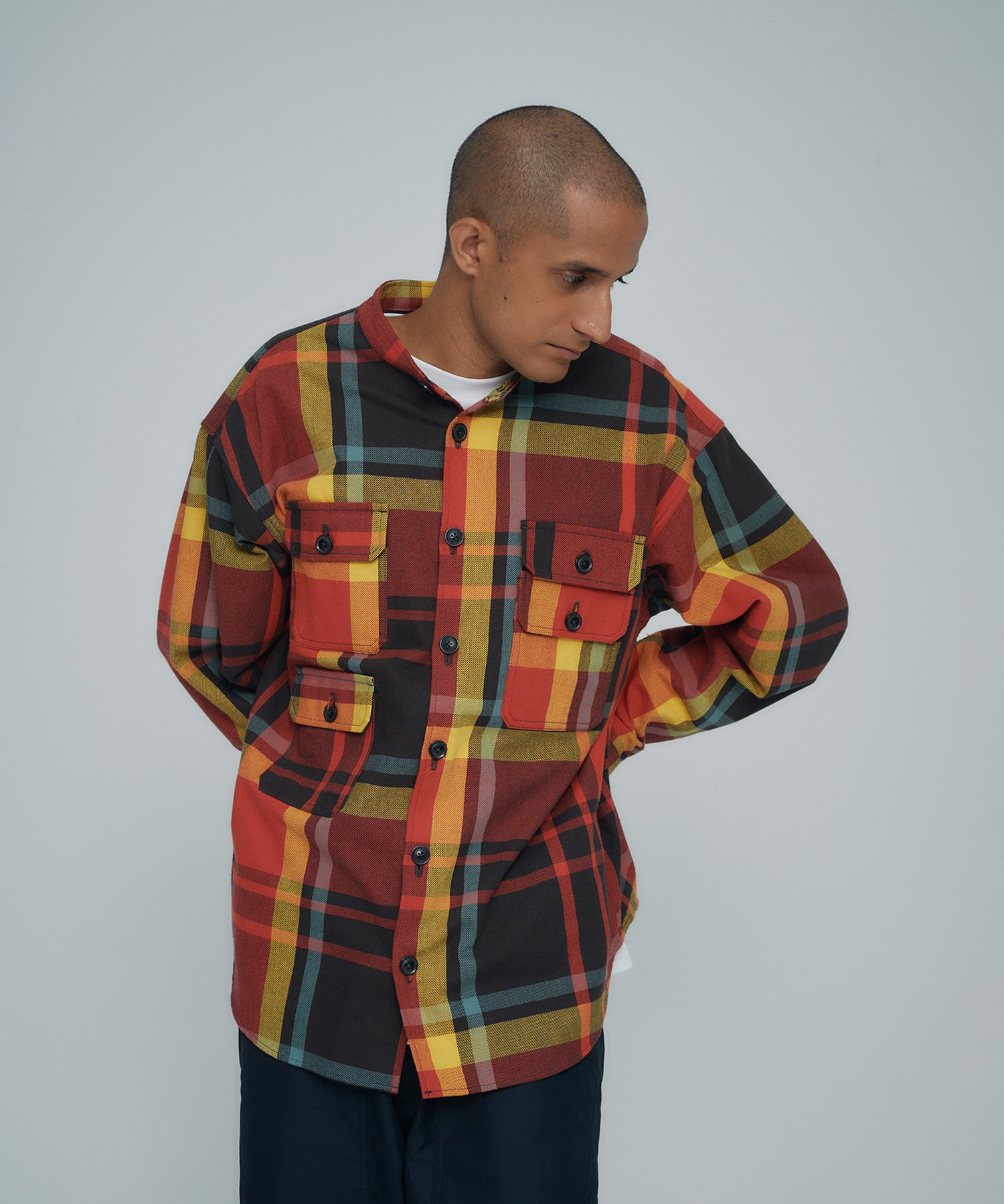 BANDED COLLAR SHIRT