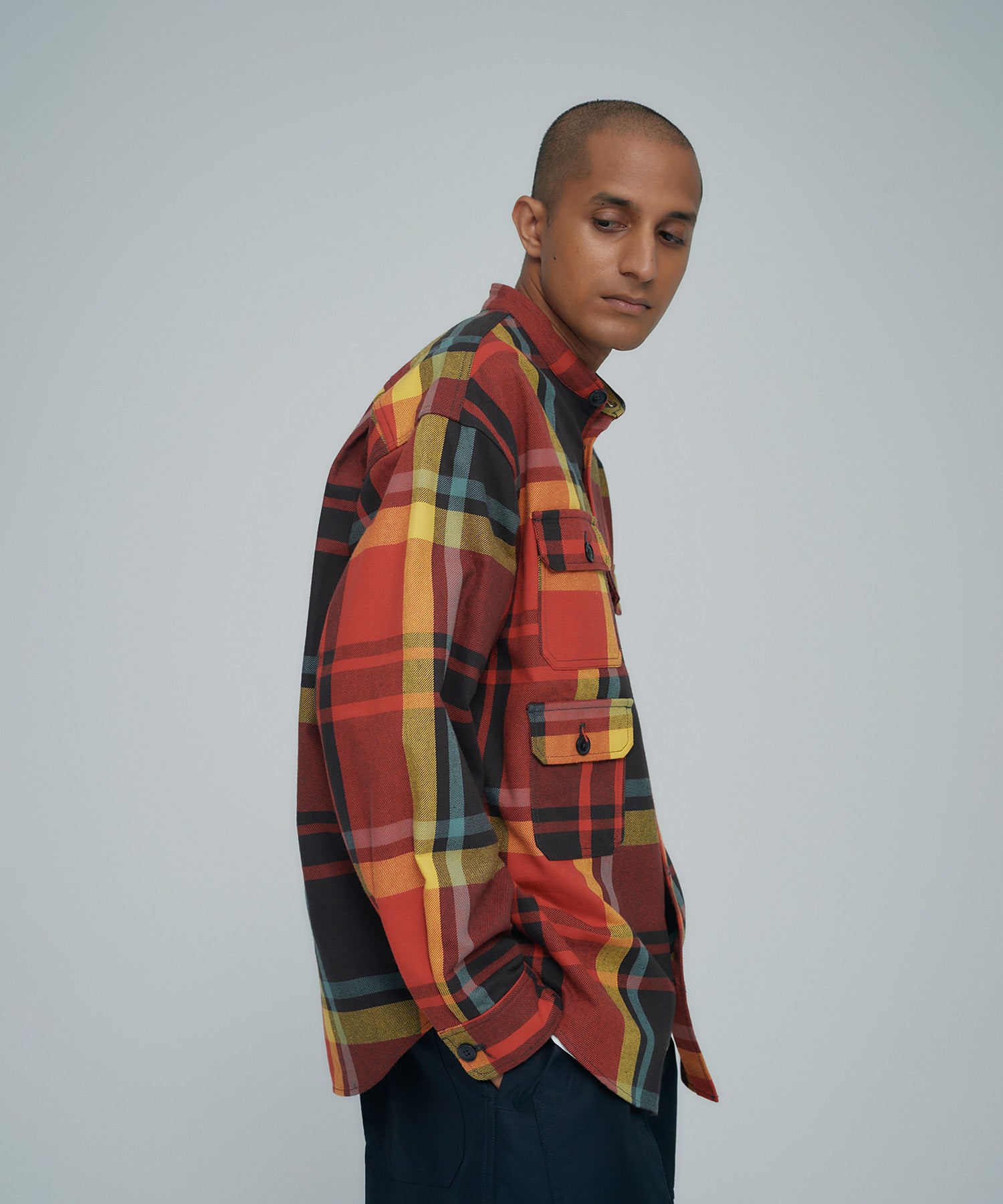 BANDED COLLAR SHIRT